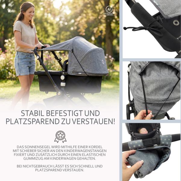 BAMBINIWELT universales Sonnensegel für Kinderwagen/Buggy mit UV50+ Design: Sterne